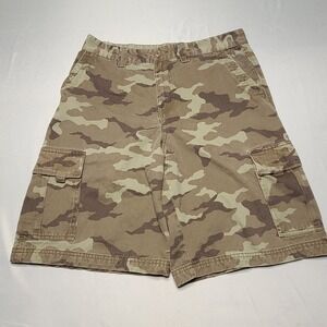 Tony Hawk Cargo Shorts Mens 32 Camo Green Brown Cotton Skate Utility Skater